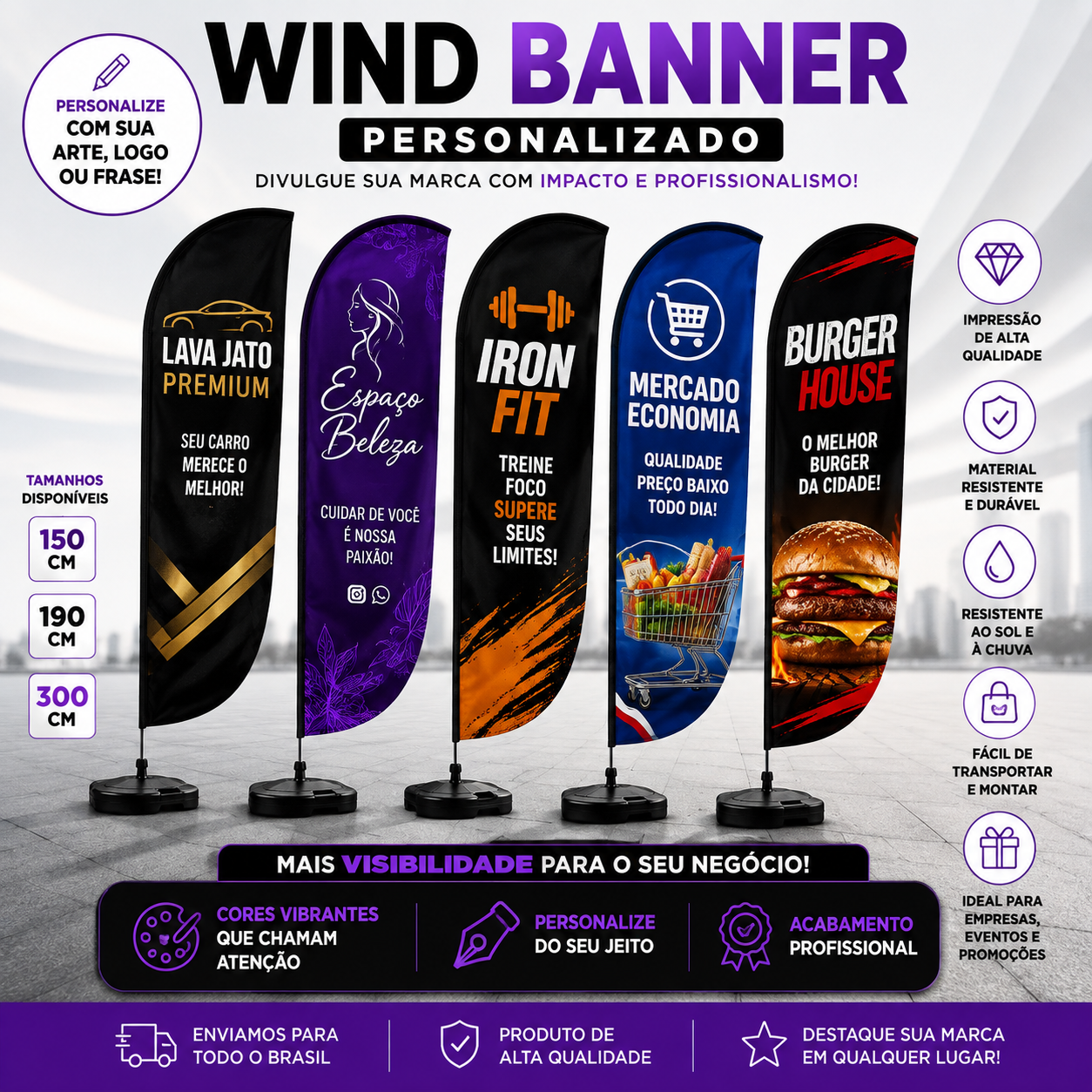 Wind Banner Personalizado com Sua Logo ou Arte
